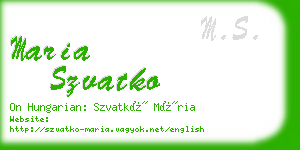 maria szvatko business card